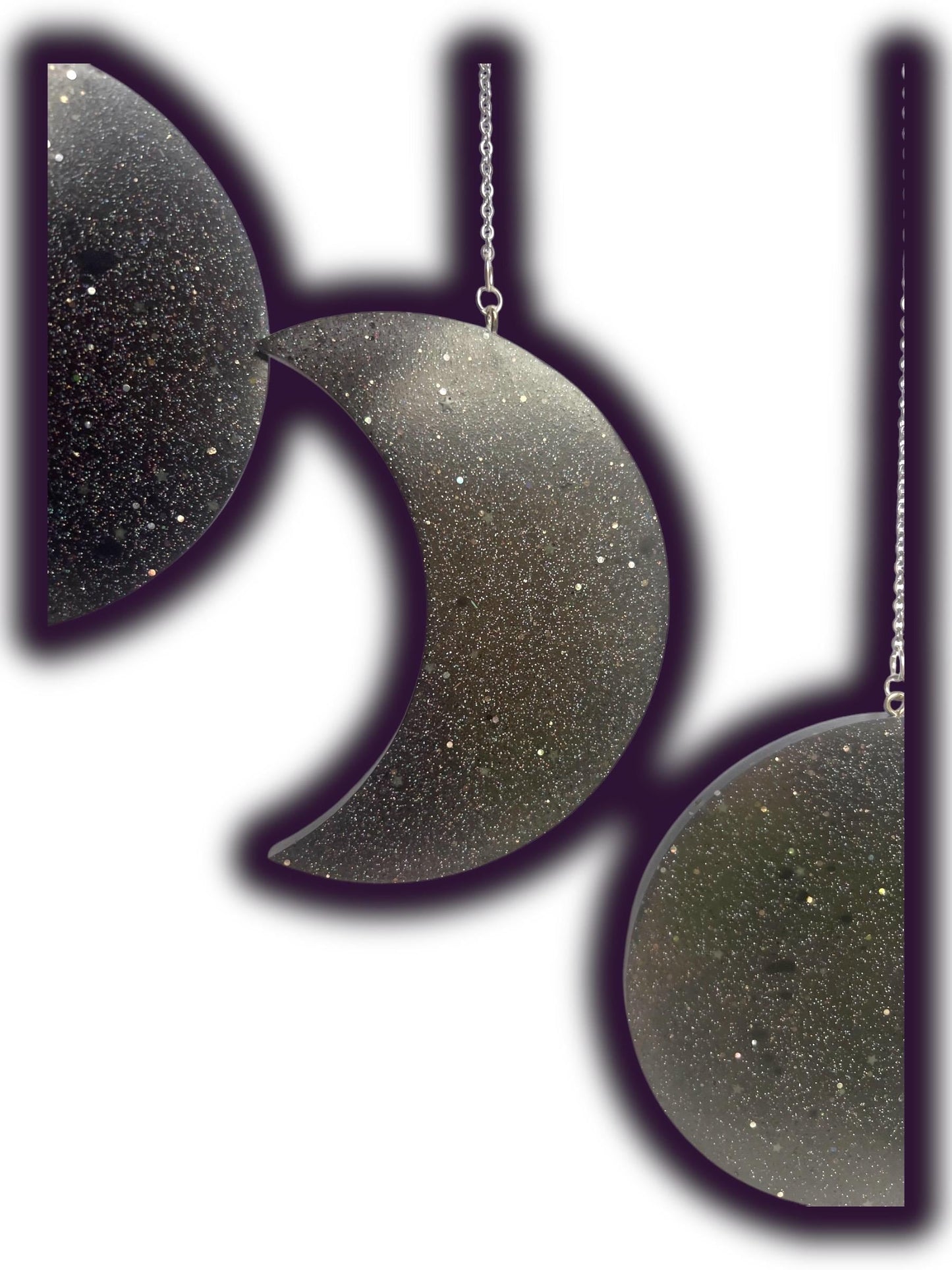 Moon Phase Wall Hanging, Phases of the Moon Decor, Witchy Things, Spiritual Stuff, Galaxy Inspired, Glow-in-the-Dark, Wire Wrapped Crystal