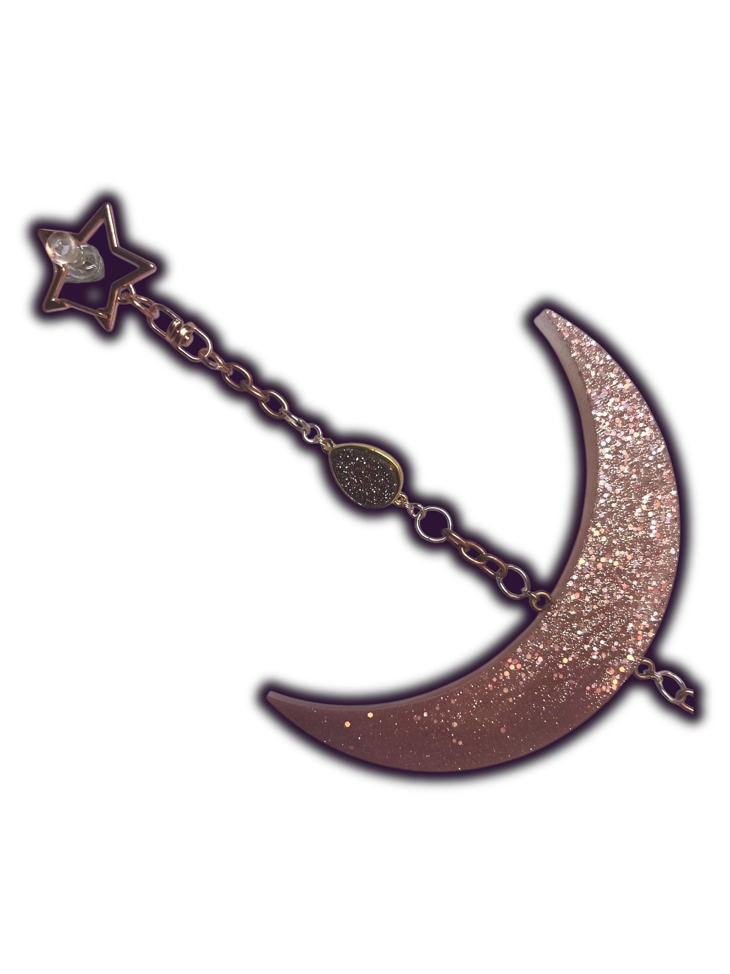 Moon Phase Wall Hanging, Phases of the Moon Decor, Witchy Things, Spiritual Stuff, Galaxy Inspired, Glow-in-the-Dark, Wire Wrapped Crystal