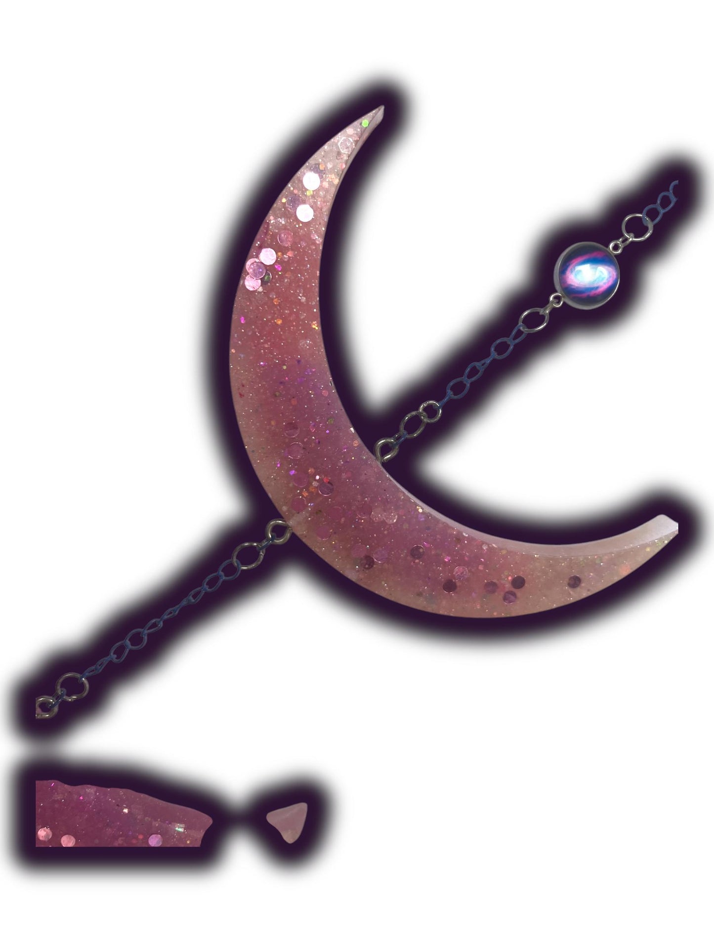 Moon Phase Wall Hanging, Phases of the Moon Decor, Witchy Things, Spiritual Stuff, Galaxy Inspired, Glow-in-the-Dark, Wire Wrapped Crystal