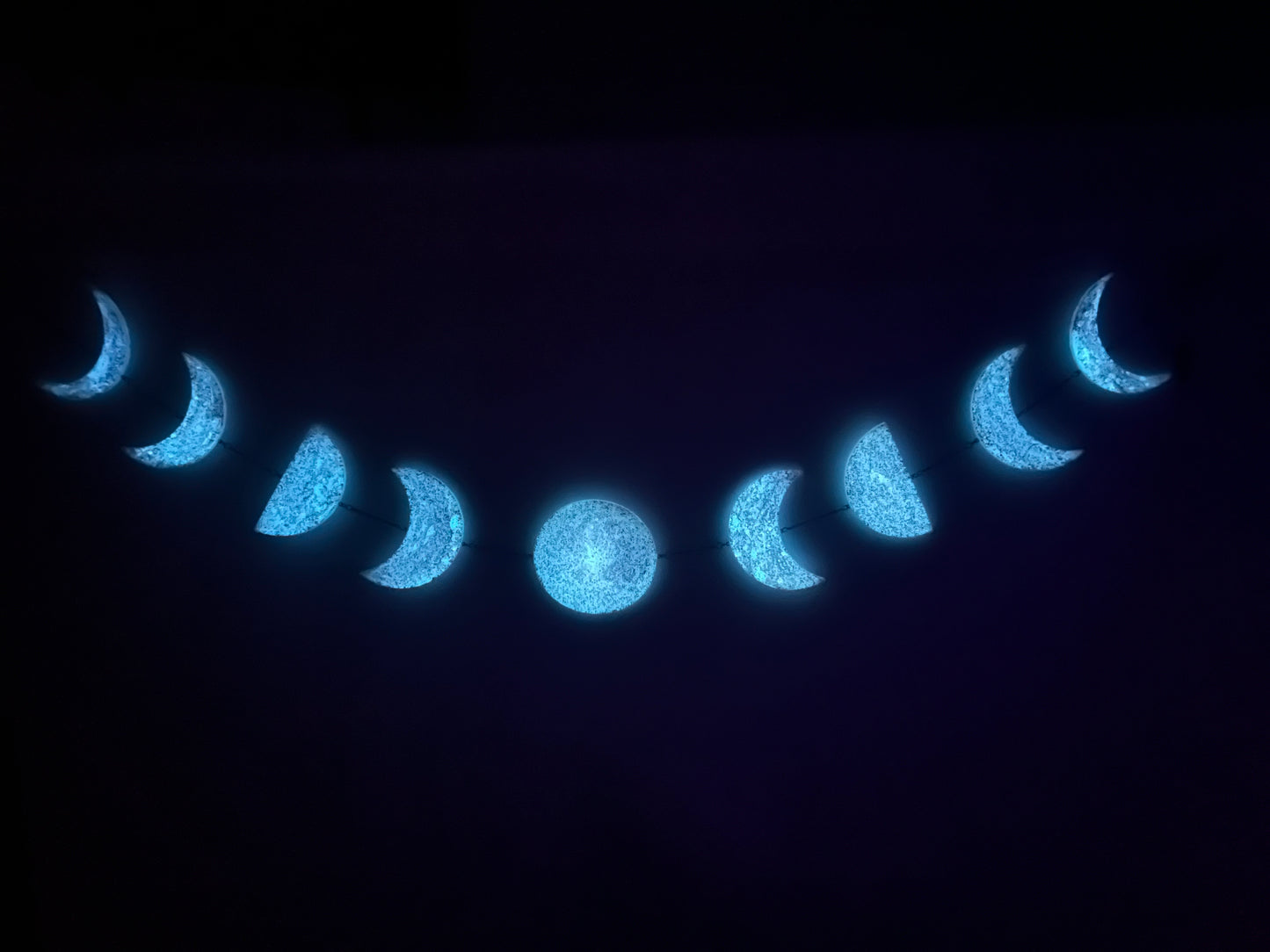 Moon Phase Wall Hanging, Phases of the Moon Decor, Witchy Things, Spiritual Stuff, Galaxy Inspired, Glow-in-the-Dark, Wire Wrapped Crystal