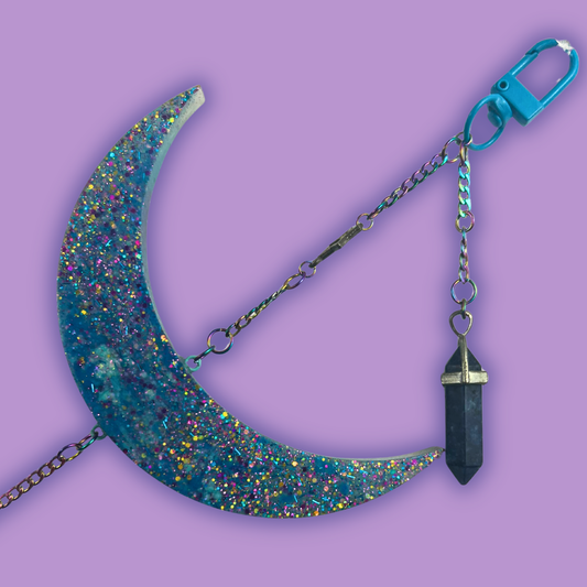 Moon Phase Wall Hanging, Phases of the Moon Decor, Witchy Things, Spiritual Stuff, Galaxy Inspired, Glow-in-the-Dark, Wire Wrapped Crystal